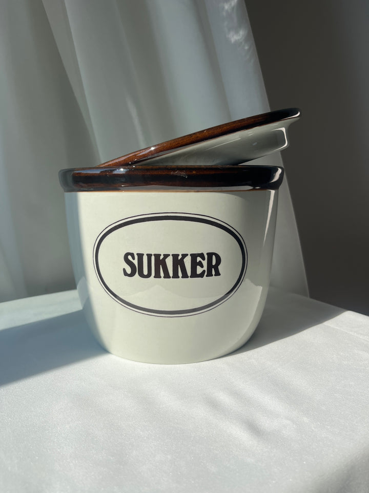 Knabstrup sukkerkrukke med låg