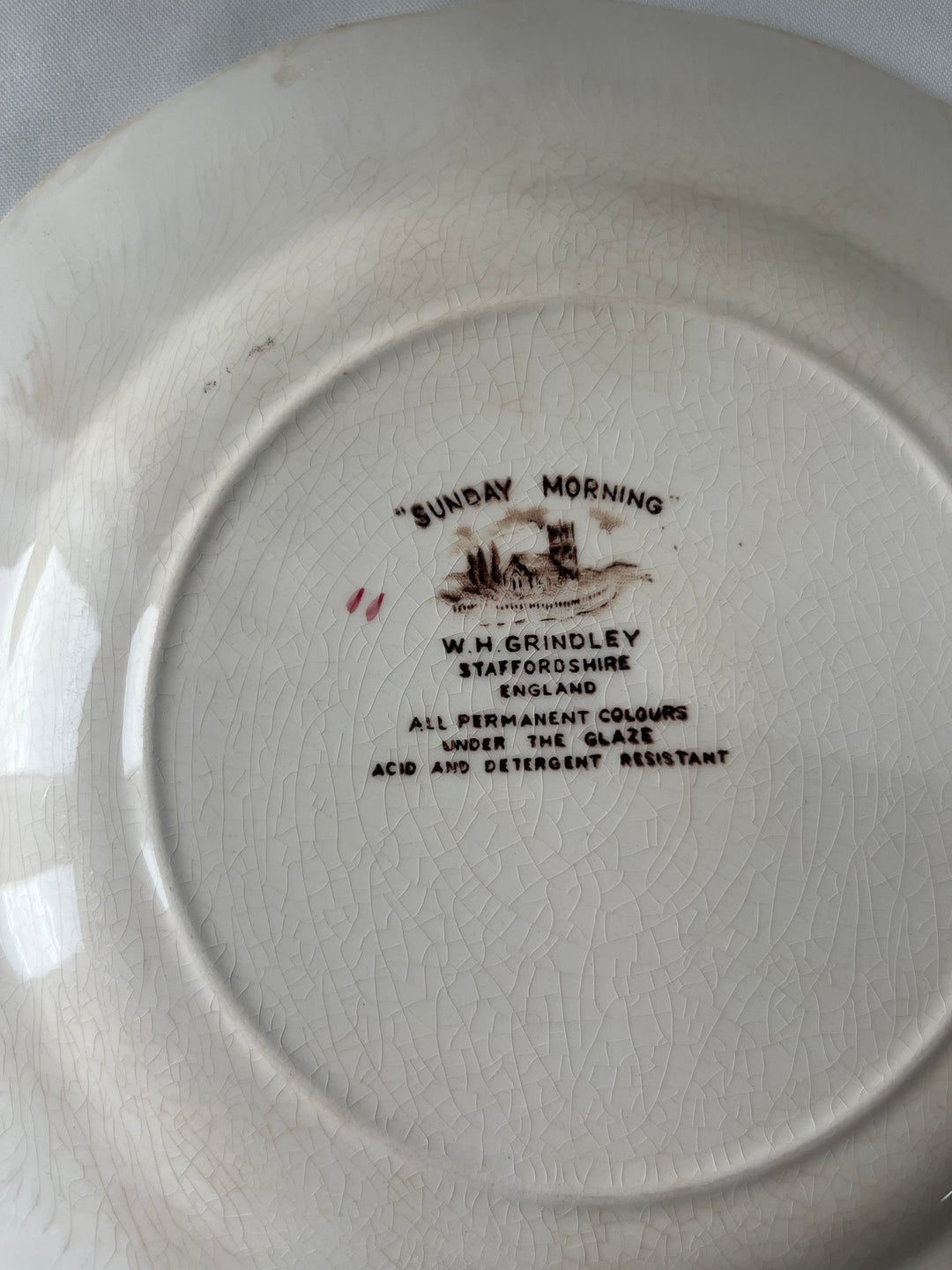 W.H. Grindley – “Sunday Morning” tallerken, Staffordshire, England