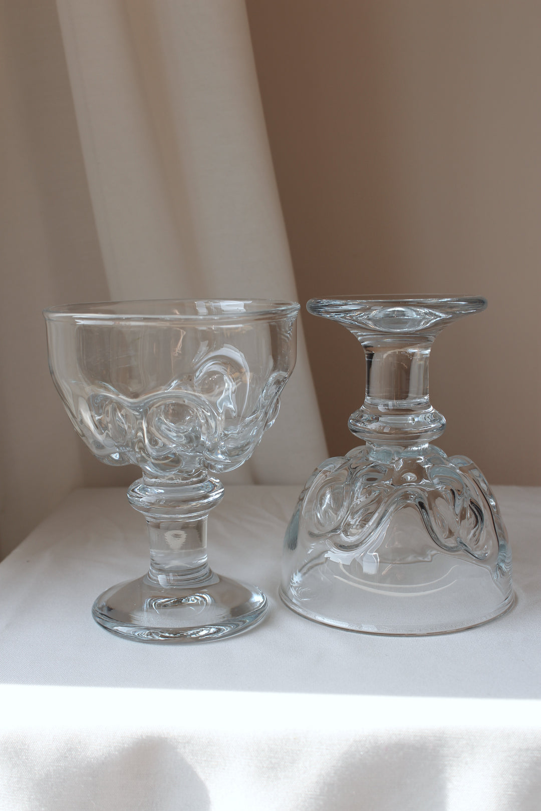 Holmegaard Banquet red wine and white wine glasses.