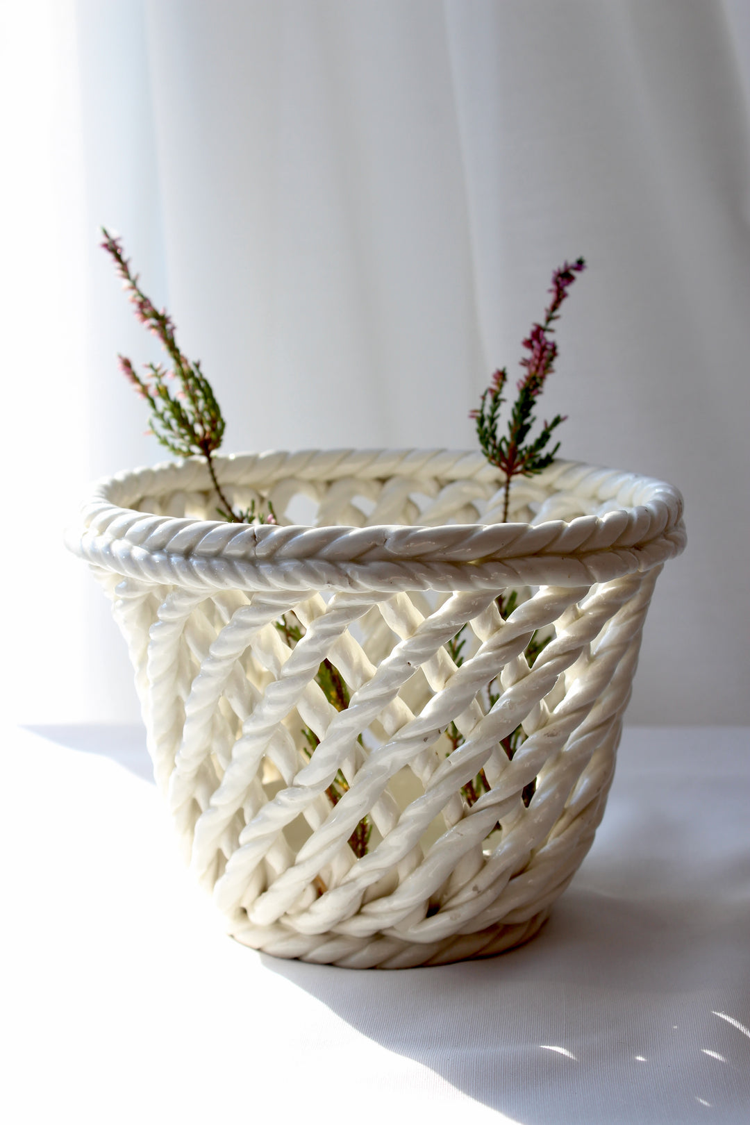 Spanish vintage wicker bowl/Herb pot