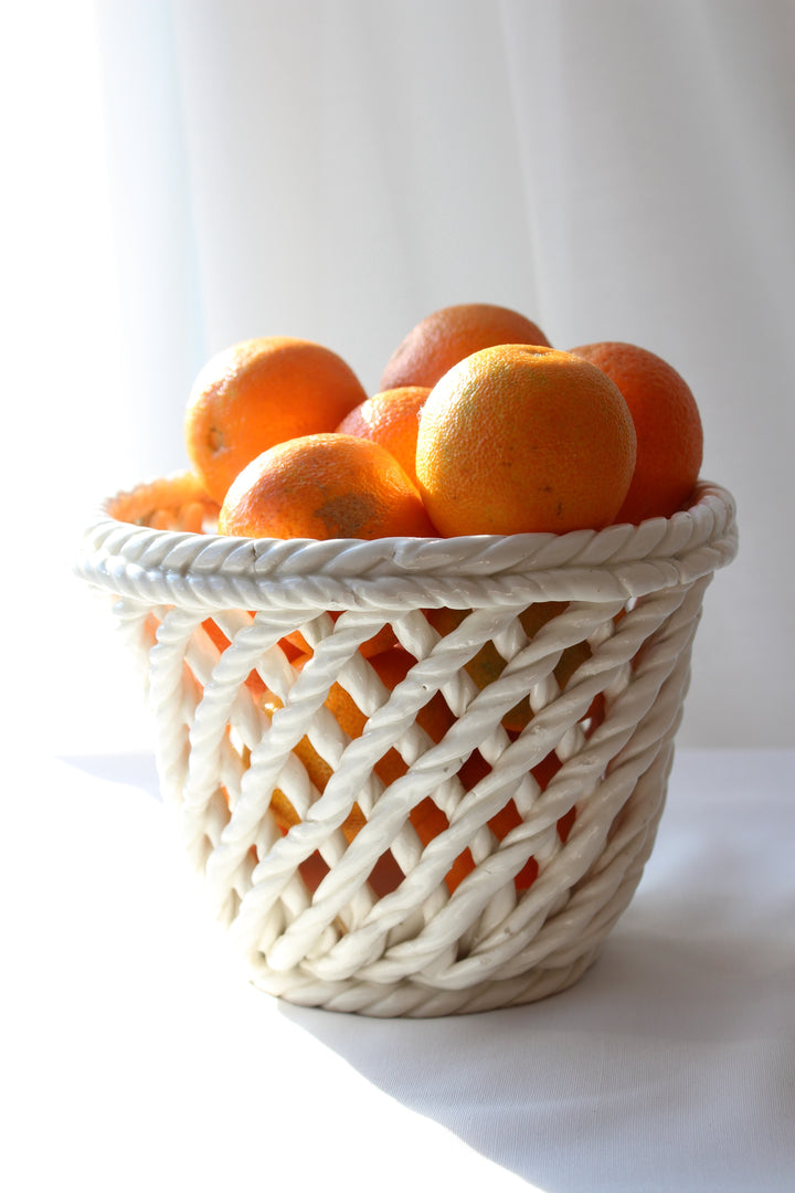 Spanish vintage wicker bowl/Herb pot