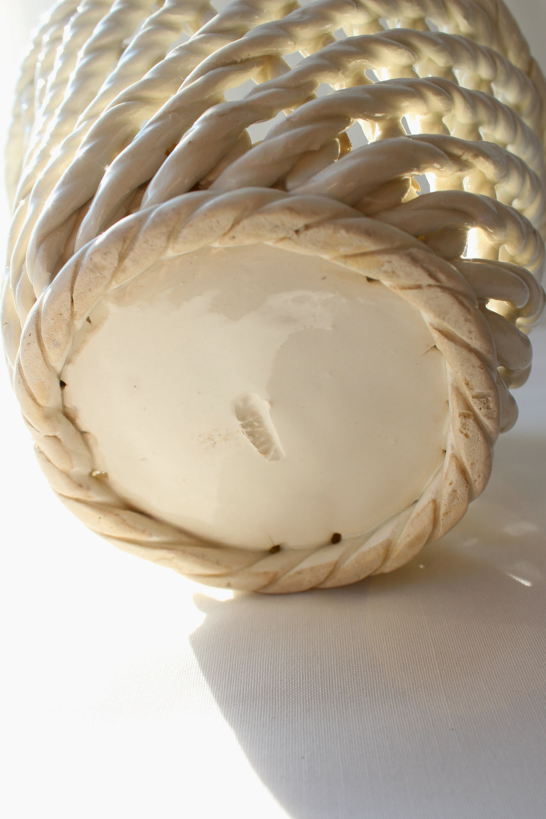 Spanish vintage wicker bowl/Herb pot