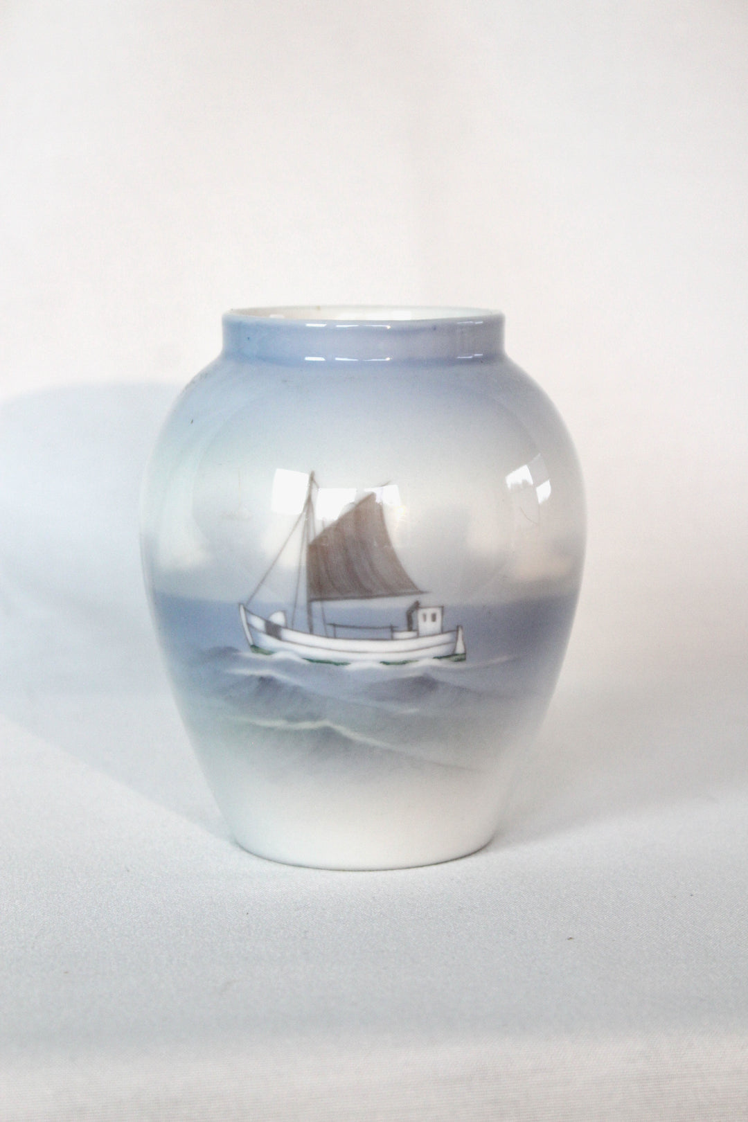 Lyngby - Porcelain vase with fishing boat
