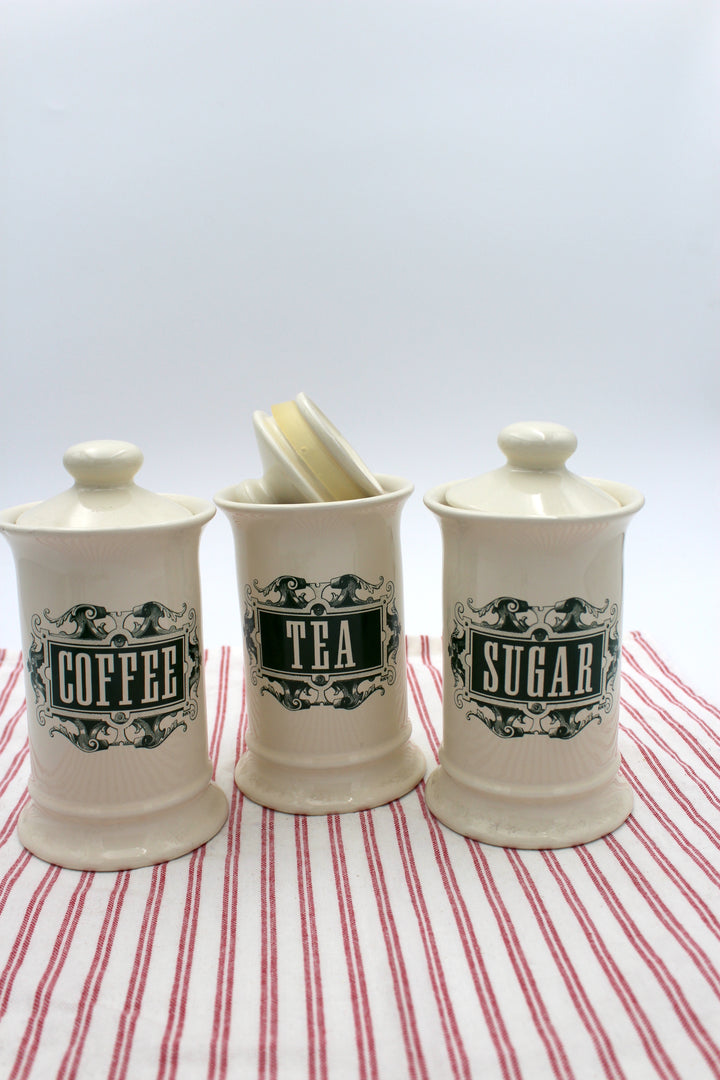 Vintage - Sugar, coffee, tea - jar set